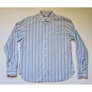 Hammer Made Mens L/XL Multicolor Striped Dress Shirt 100% Cotton Long Sleeve
